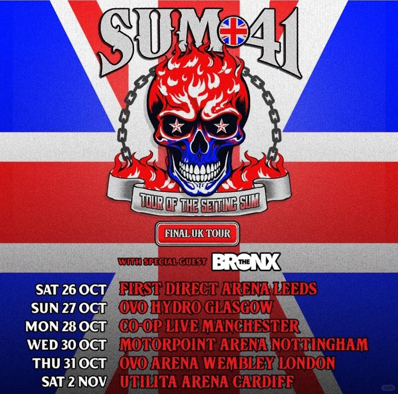 加拿大传奇朋克乐队Sum 41告别巡演英国站